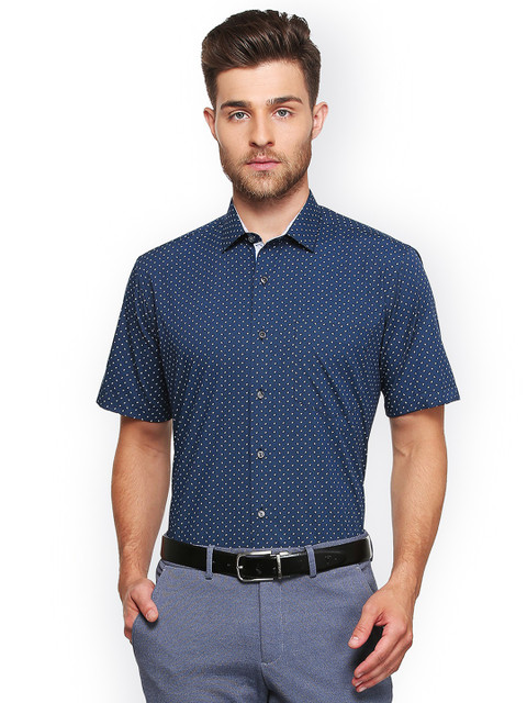

Van Heusen Men Navy Blue Slim Fit Printed Formal Shirt