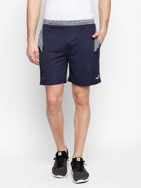 

Fitz Men Blue & Grey Solid Regular Fit Sports Shorts, Navy blue