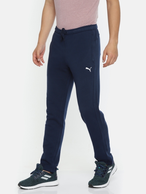 

Puma Men Navy India Zippered Terry Regular Fit Solid Track Pants, Navy blue