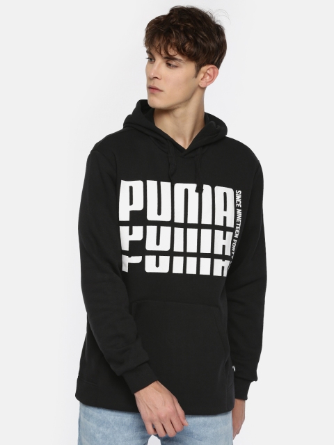 

Puma Men Black & White Printed Rebel Bold FL Hoody Sweatshirt
