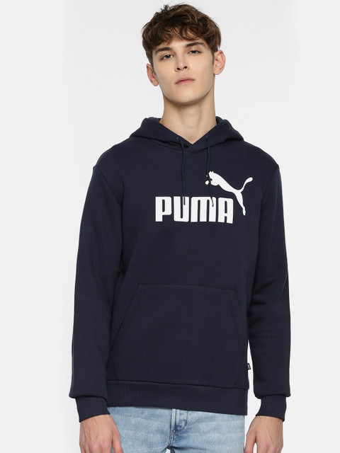 

Puma Men Navy Blue Printed ESS Hoody FL Big Logo Hooded Sweatshirt