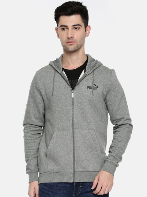 

Puma Men Grey Solid ESS FZ Hooded Sweatshirt