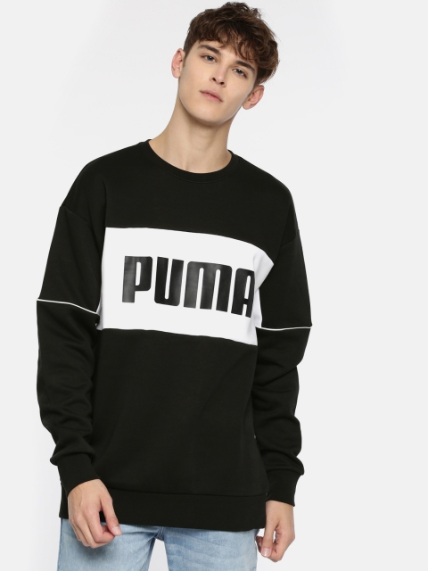 

Puma Men Black & White Retro Crew dk Printed Sweatshirt