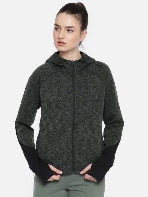 

Puma Women Charcoal Grey Solid DRY-CELL Hooded Sweatshirt