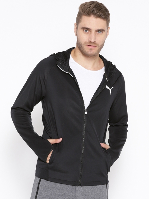 

Puma Men Black Tec FZ Solid Slim Fit Hooded Sporty Jacket