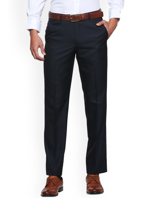 

Van Heusen Men Navy Blue Solid Slim Fit Formal Trousers