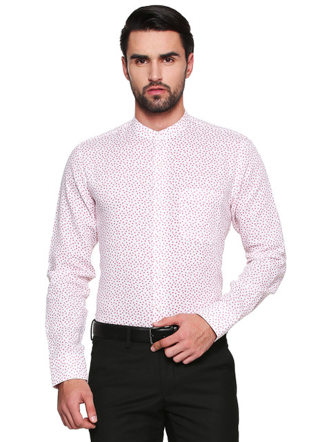 

Van Heusen Men White & Red Printed Slim Fit Formal Linen Shirt
