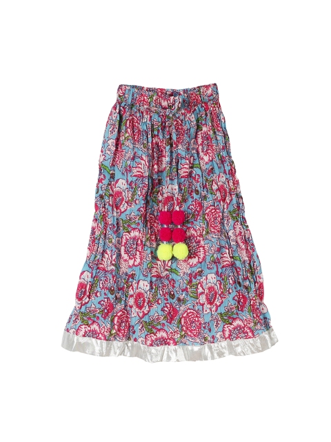 

My Little Lambs Girls Multi Coloured Printed Maxi Pure Cotton Skirt