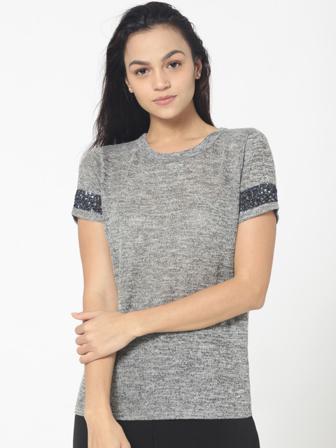 

ONLY Women Grey Embellished Top