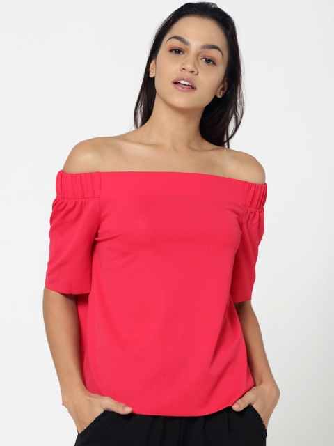 

ONLY Women Pink Solid Bardot Top