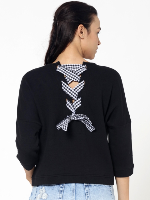 

ONLY Women Black Solid Styled Back Top