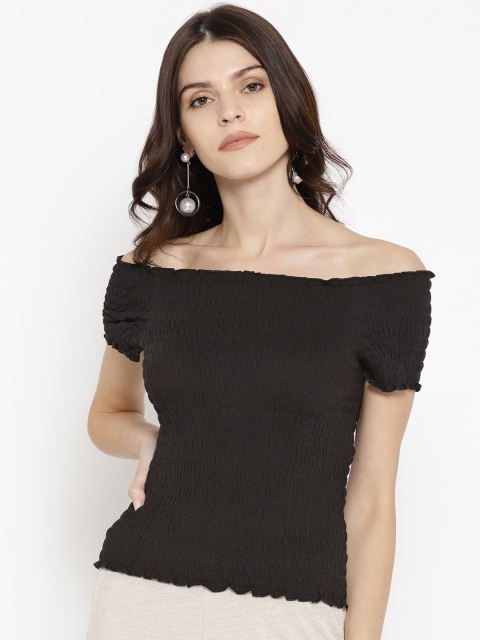 

ONLY Women Black Solid Bardot Top