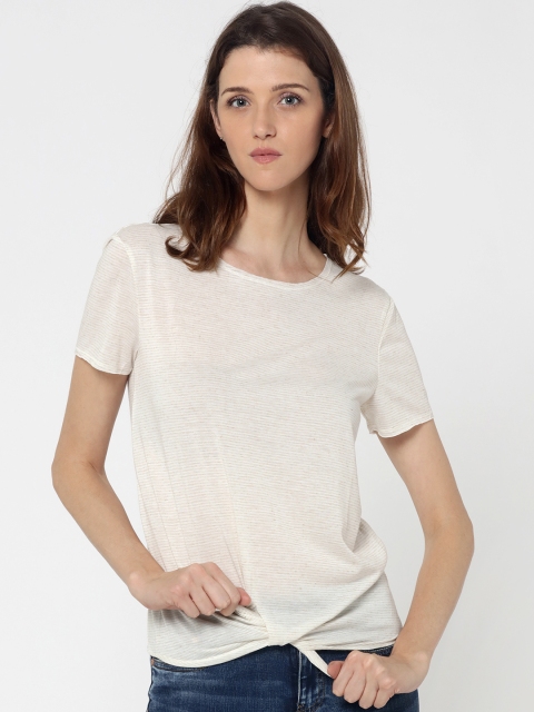 

ONLY Women Beige Striped Top