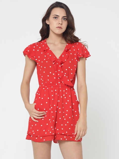 

ONLY Red & White Printed Playsuit