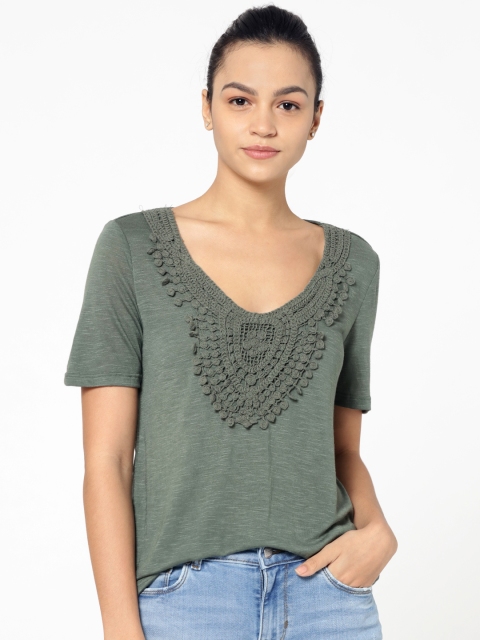 

ONLY Women Green Solid Top