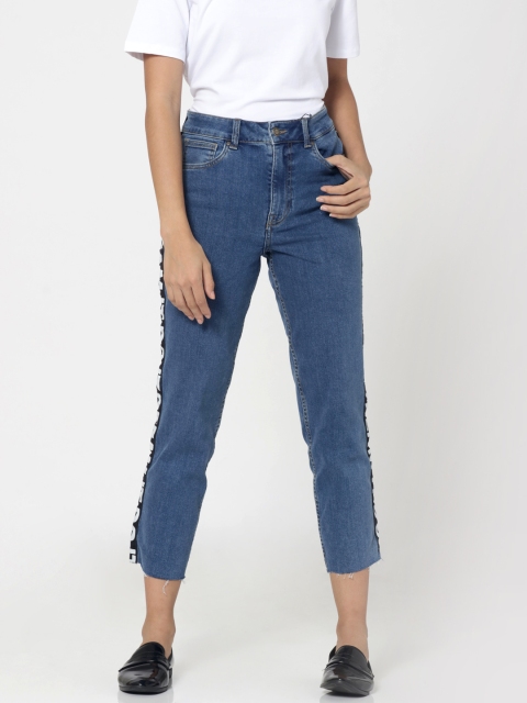 

ONLY Women Blue Straight Fit High-Rise Clean Look Stretchable Cropped Jeans