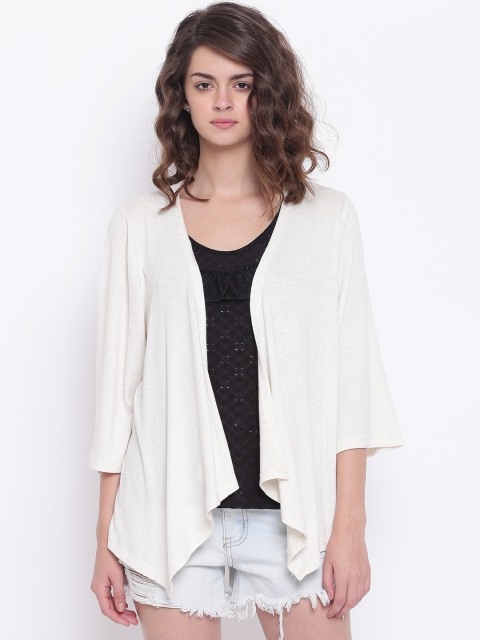 

ONLY Off-White Solid Open Front Shrug