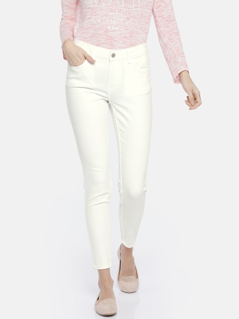 

ONLY Women White Skinny Fit Mid-Rise Clean Look Stretchable Cropped Jeans