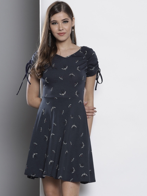 

DOROTHY PERKINS Women Navy Blue Printed Fit & Flare Dress