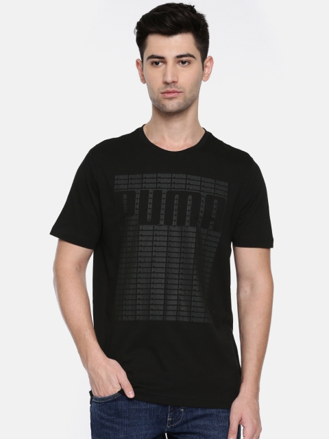 

Puma Men Black Printed Round Neck Wording T-shirt