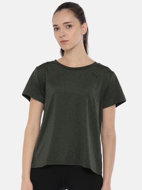 

Puma Women Charcoal Grey SOFT SPORT Solid Round Neck T-shirt
