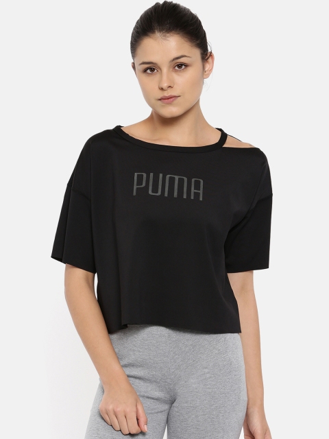 

Puma Women Black Explosive Cutout Printed Round Neck T-shirt