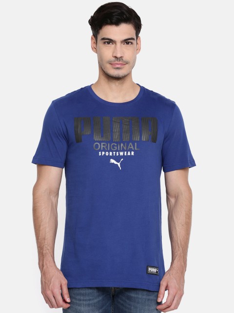 

Puma Men Blue Rubber Print Athletics T-shirt
