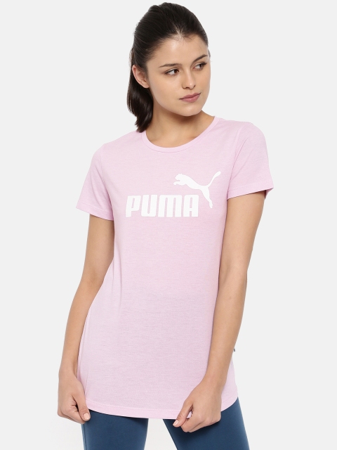 

Puma Women Pink Printed ELEVATED ESS Logo Heath T-shirt