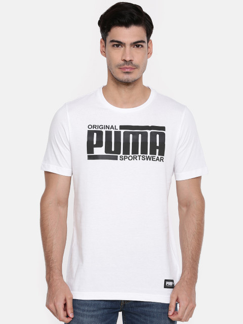 

Puma Men White Athletics Printed Round Neck T-shirt