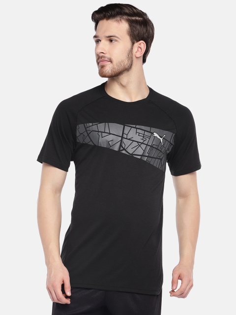 

Puma Men Black Graphic Triblend DRY-CELL Printed T-shirt
