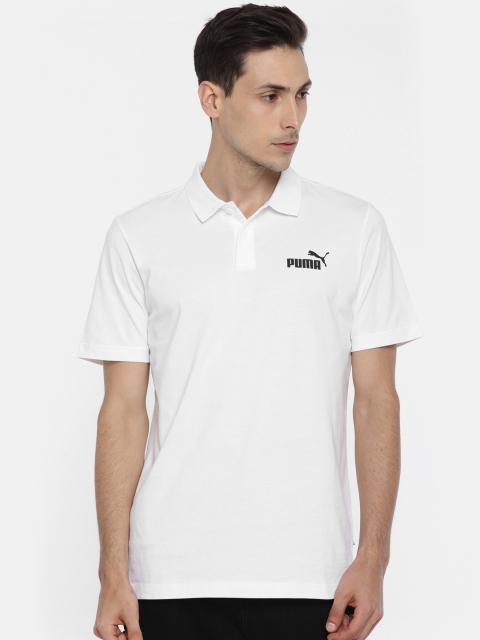 

Puma Men White Solid Polo Collar ESS Jersey Polo T-shirt