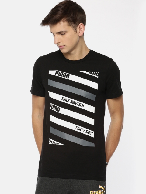 

Puma Men Black Printed Round Neck T-shirt
