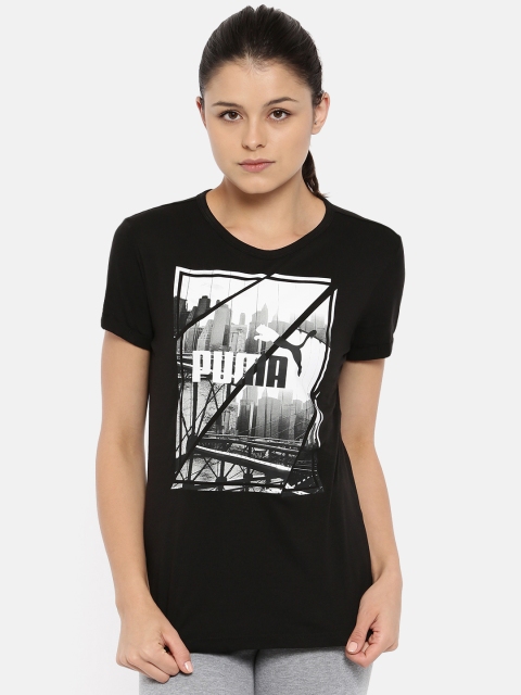 

Puma Women Black Regular Fit Printed T-Shirt