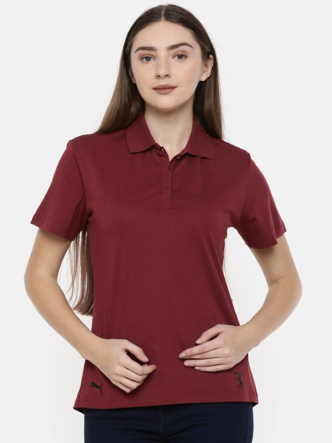 

Puma Women Maroon Solid Ferrari Polo Collar T-shirt