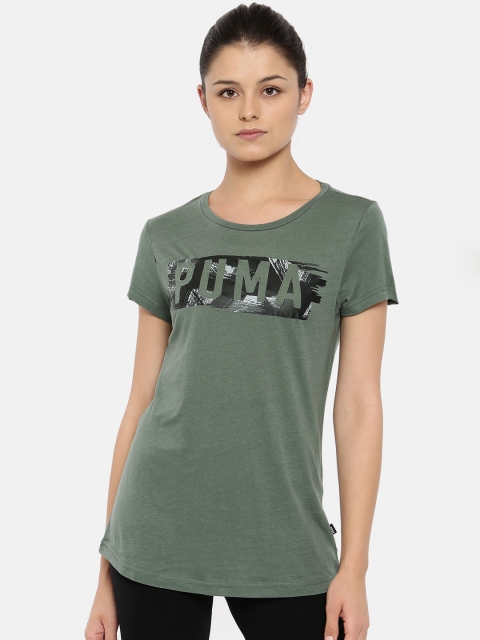 

Puma Women Olive Green FUSION Printed T-Shirt