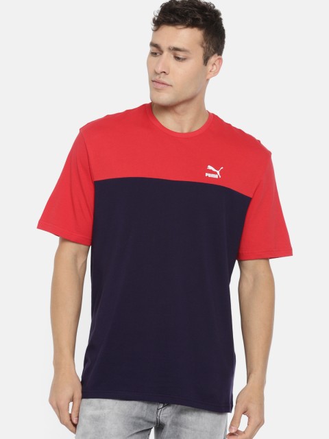 

Puma Men Navy Blue & Red Colourblocked Retro T-Shirt