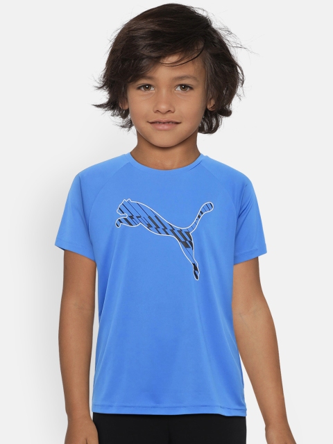 

Puma Boys Blue Graphic Cat Printed Detail Round Neck Gym T-shirt