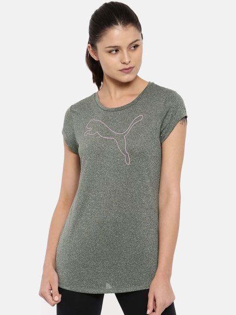 

Puma Women Grey Melange Printed Round Neck T-shirt