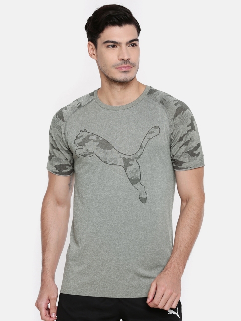 

Puma Men Grey Melange Tec Sports DRY CELL Printed Round Neck T-shirt