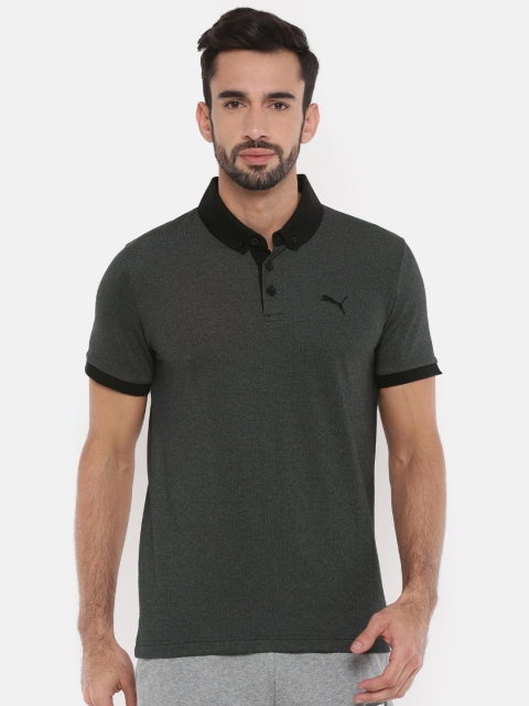 

Puma Men Olive Green & Black Solid Slim Fit India Grindle Polo Collar T-shirt