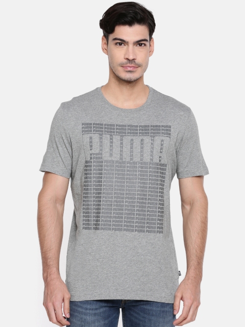 

Puma Men Grey Melange Wording Printed Round Neck T-shirt