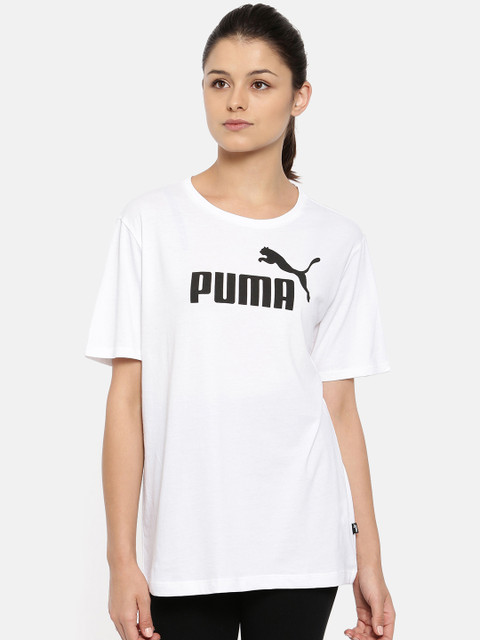 

Puma Women White Relaxed Fit ELEVATED ESS BF Logo T-Shirt