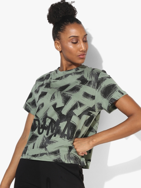 

Puma Green FUSION Cropped AOP Tee Printed T-shirt
