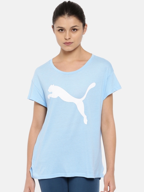 

Puma Blue Printed ELEVATED ESS Logo T-shirt