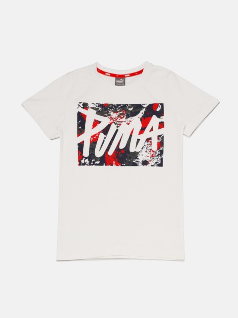 

Puma Boys White Printed Round Neck T-shirt