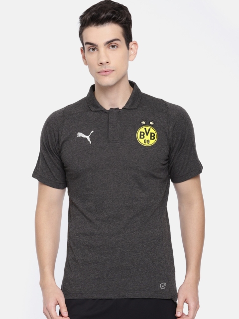 

Puma Men Charcoal Grey Solid BVB Casual Polowithout Sponsor Logo T-shirt