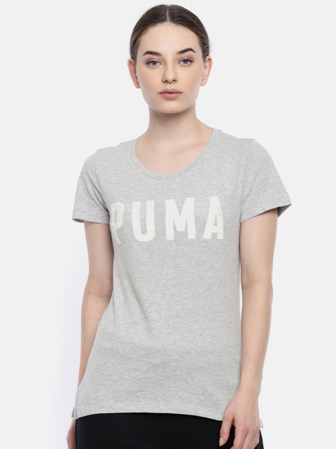 

Puma Women Grey Melange Solid ATHLETIC Round Neck T-shirt