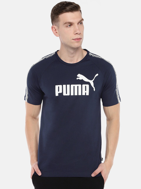 

Puma Men Navy Blue Printed ELEVATED ESS Tape Logo T-shirt