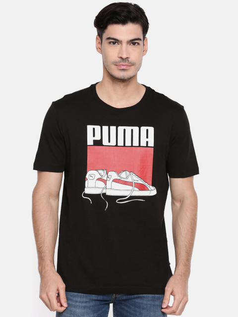 

Puma Men Black Sneaker Printed Round Neck T-shirt