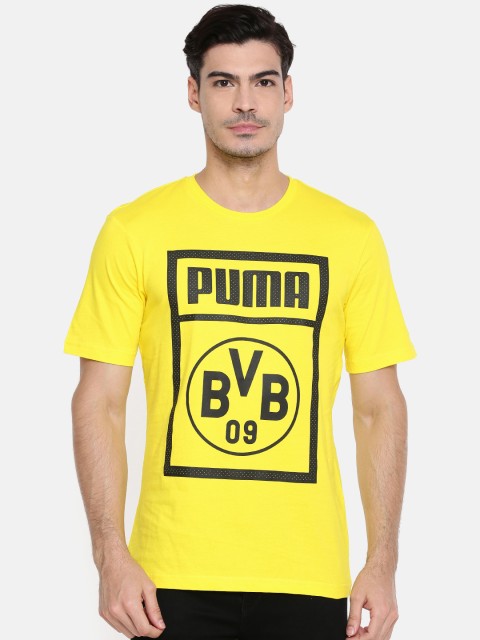 

Puma Men Yellow BVB Shoe Tag Printed Round Neck T-shirt